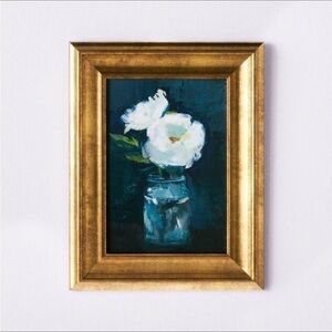 11" x 14" Floral Framed Wall Canvas Gold/Navy - Threshold Studio McGee